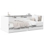 Divano Letto con Cassetti Bianco 75x190 cm in Legno Multistrato