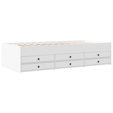 Divano Letto con Cassetti Bianco 75x190 cm in Legno Multistrato