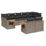 Set Divano da Giardino 9 pz con Cuscini Grigio in Polyrattan