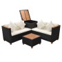 Set Divani da Giardino 4 pz con Cuscini in Polyrattan Nero