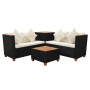 Set Divani da Giardino 4 pz con Cuscini in Polyrattan Nero