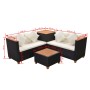 Set Divani da Giardino 4 pz con Cuscini in Polyrattan Nero