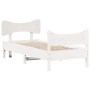 Giroletto con Testiera Bianco 100x200 cm Legno Massello di Pino