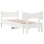 Giroletto con Testiera Bianco 100x200 cm Legno Massello di Pino