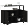 Credenza Nera 100x35x80 cm in Legno Multistrato