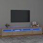 Mobile Porta TV con Luci LED Rovere Sonoma 240x35x40 cm