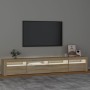 Mobile Porta TV con Luci LED Rovere Sonoma 240x35x40 cm