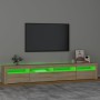 Mobile Porta TV con Luci LED Rovere Sonoma 240x35x40 cm