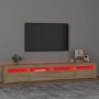 Mobile Porta TV con Luci LED Rovere Sonoma 240x35x40 cm