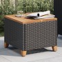 Tavolo da Giardino Nero 45x45x37cm in Polyrattan e Legno Acacia