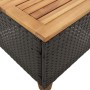 Tavolo da Giardino Nero 45x45x37cm in Polyrattan e Legno Acacia