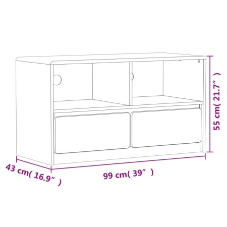 Mobile TV SAUDA Rovere 99x43x55 cm in Legno Massello di Pino