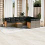 Set Divano da Giardino 10 pz con Cuscini Grigio in Polyrattan