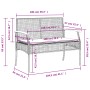 Panca da Giardino con Cuscino Nera in Polyrattan e Legno Acacia