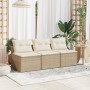 Divani Giardino Senza Braccioli con Cuscini 2 Beige Polyrattan