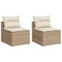 Divani Giardino Senza Braccioli con Cuscini 2 Beige Polyrattan