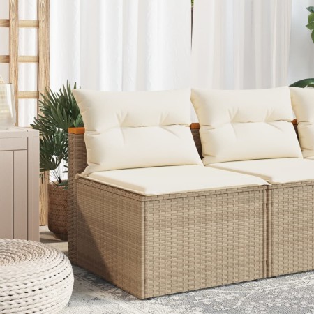 Divani Giardino Senza Braccioli con Cuscini 2 Beige Polyrattan