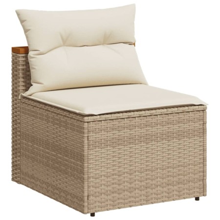 Divani Giardino Senza Braccioli con Cuscini 2 Beige Polyrattan