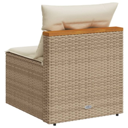 Divani Giardino Senza Braccioli con Cuscini 2 Beige Polyrattan