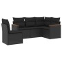 Set Divani da Giardino 5 pz con Cuscini in Polyrattan Nero