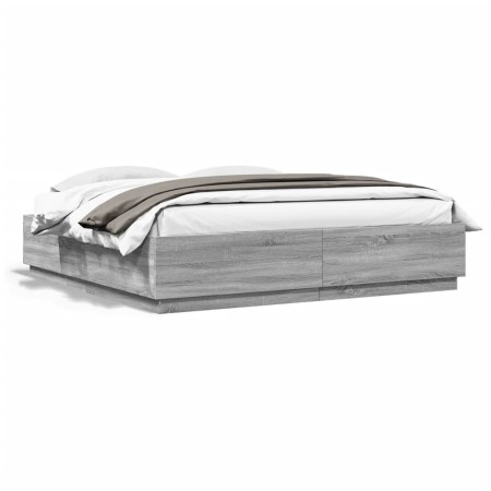 Giroletto Luci LED Grigio Sonoma 200x200 cm Legno Multistrato