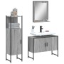 Set Mobili da Bagno 3 pz Grigio Sonoma in Legno Multistrato