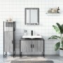 Set Mobili da Bagno 3 pz Grigio Sonoma in Legno Multistrato