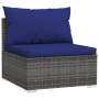 Set Divani da Giardino 5 pz con Cuscini in Polyrattan Grigio