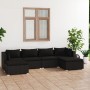 Set Salotto da Giardino 6 pz con Cuscini in Polyrattan Nero