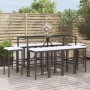 Set Bar da Giardino 11 pz con Cuscini in Polyrattan Nero