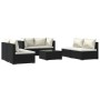 Set Divani da Giardino 7 pz con Cuscini in Polyrattan Nero