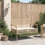 Panca da Giardino con Cuscino Beige Polyrattan e Legno Acacia