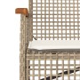 Panca da Giardino con Cuscino Beige Polyrattan e Legno Acacia