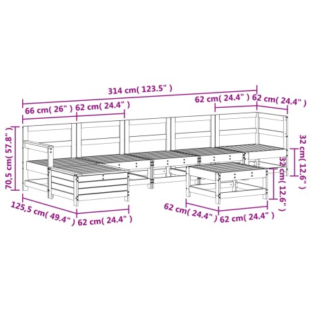 Set Salotto da Giardino 7 pz in Legno Impregnato di Pino