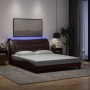 Giroletto con Luci LED Marrone Scuro 160x200 cm in Tessuto