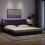 Giroletto con Luci LED Marrone Scuro 200x200 cm in Tessuto