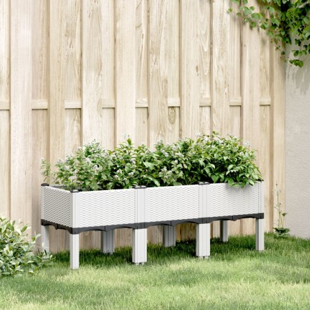 Fioriera da Giardino con Gambe Bianco 120x40x42 cm in PP