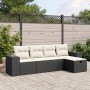 Set Divani da Giardino 5 pz con Cuscini in Polyrattan Nero