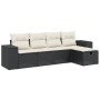Set Divani da Giardino 5 pz con Cuscini in Polyrattan Nero