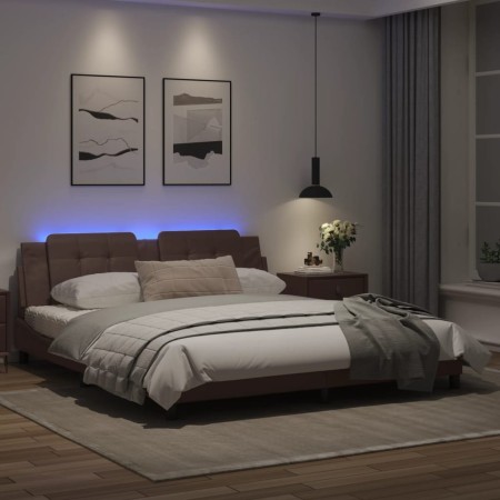 Giroletto con Luci LED Marrone 180x200 cm in Similpelle