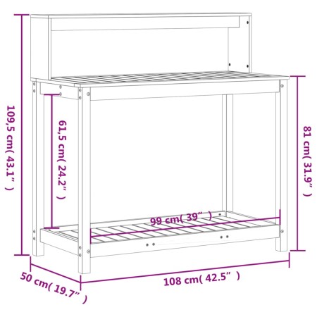 Tavolo Invaso con Ripiani 108x50x109,5 cm Legno Impregnato Pino