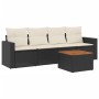 Set Divani da Giardino 5 pz con Cuscini in Polyrattan Nero