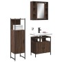 Set Mobili da Bagno 3 pz Rovere Marrone in Legno Multistrato