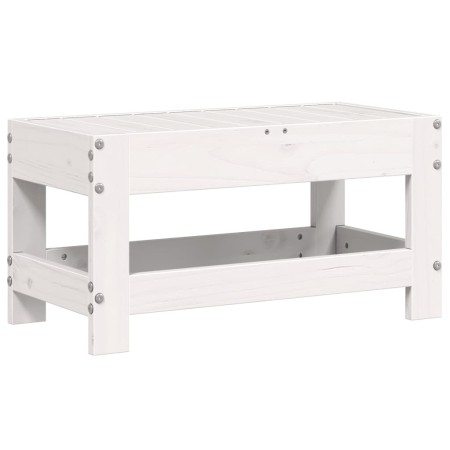 Poggiapiedi da Giardino Bianco 62x30x32 cm Legno Massello Pino