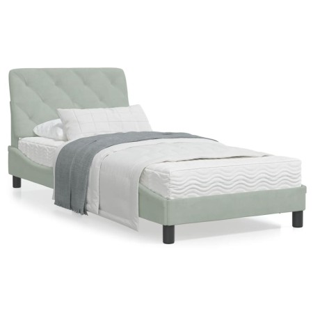 Letto con Materasso Grigio Chiaro 80x200 cm in Velluto