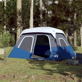 Tenda Famiglia con LED 6 Persone Blu Chiaro a Rilascio Rapido