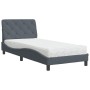 Letto con Materasso Grigio Scuro 90x190 cm in Velluto