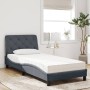 Letto con Materasso Grigio Scuro 90x190 cm in Velluto