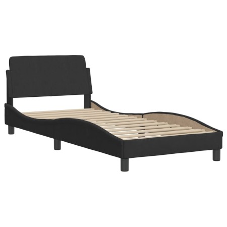 Letto con Materasso Nero 90x200 cm in Velluto