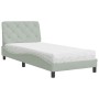 Letto con Materasso Grigio Chiaro 90x200 cm in Velluto